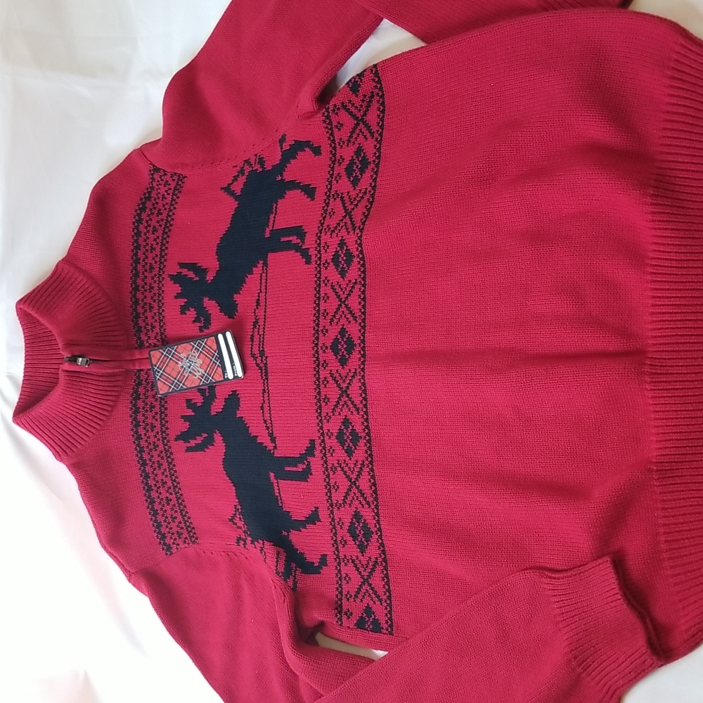 NWT Chaps Mock Neck Intarsia Sweater